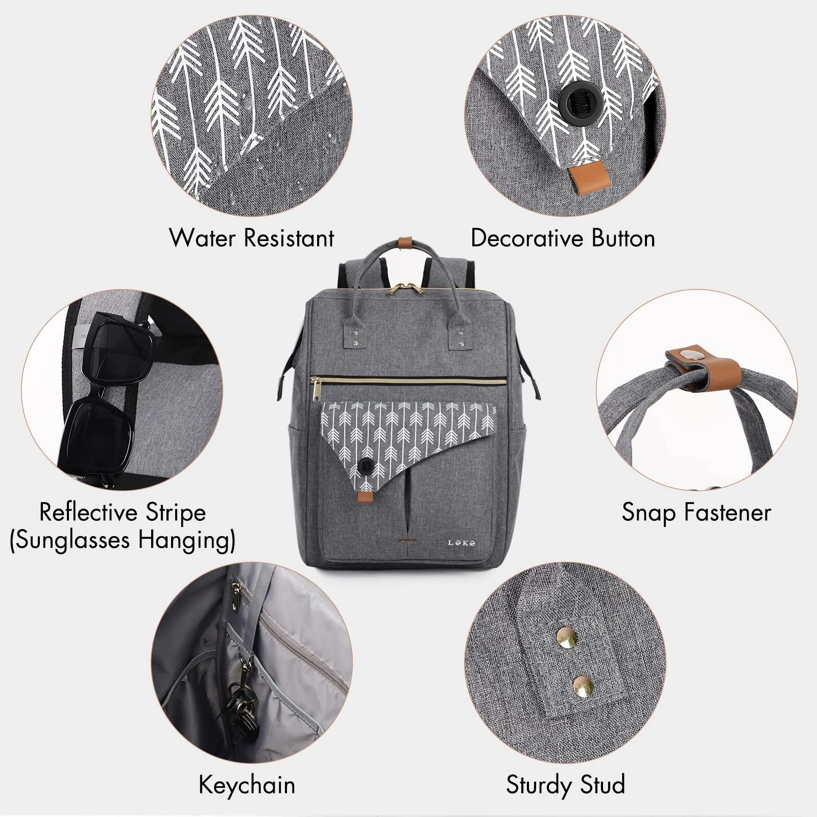 Рюкзак Lekesky School Bag для ноутбука 17.3 дюйма Сірий, фото №5 Рюкзак Lekesky School Bag для ноутбука 17.3 дюйма Сірий, фото №5