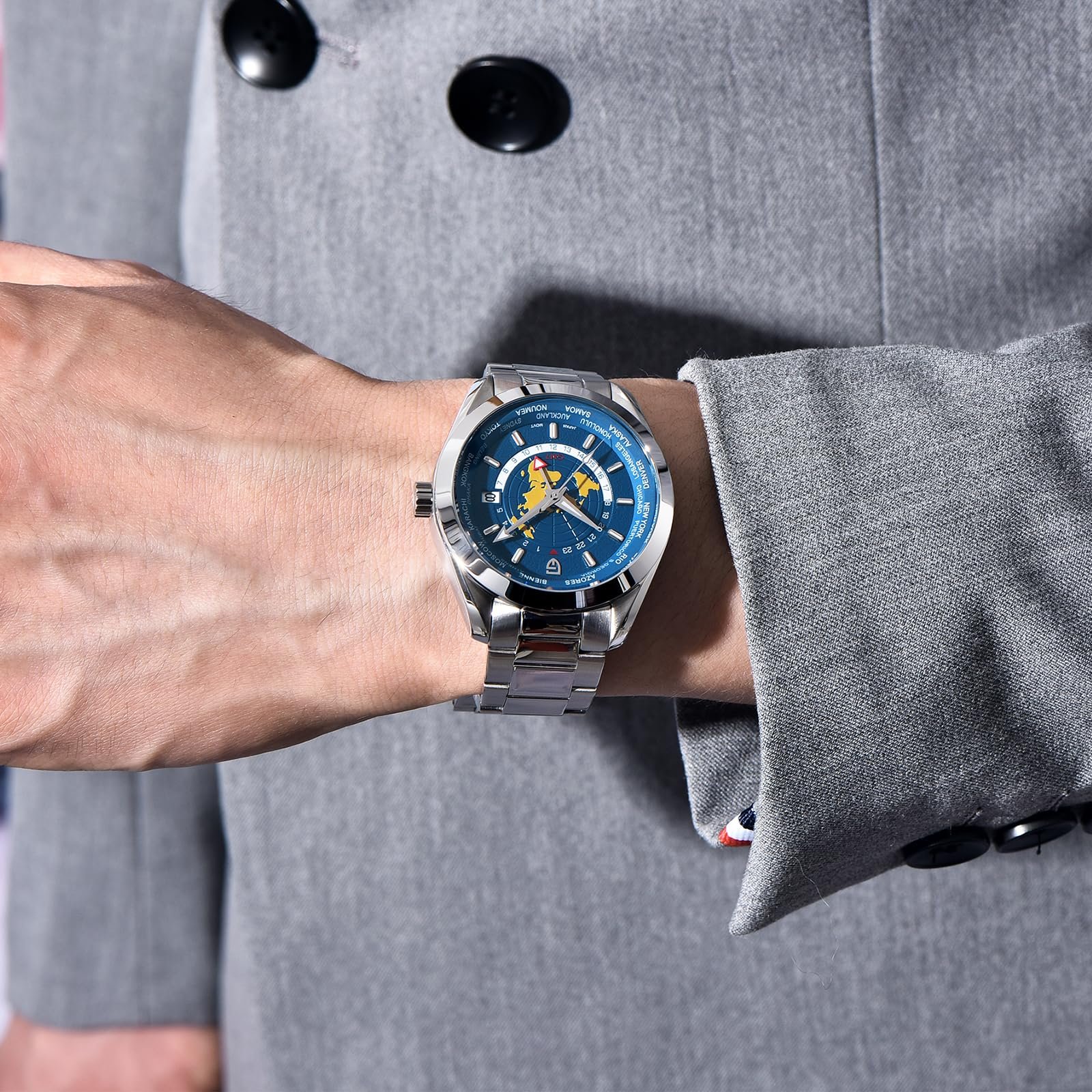 Годинник Pagani Design 1788 GMT Automatic для Чоловіків Нержавіюча Сталь 100 м Водонепроникний, фото №6