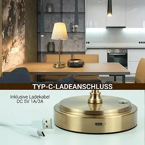 Бездротова настільна лампа Диммована Сенсорна 5000 мАг 38 см з тканинним абажуром synthetic.ua - Фото 1