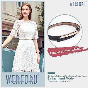 Тонкий кожаный ремень WERFORU для женщин, регулируемый модный тонкий пояс для платья synthetic.ua - Фото 1