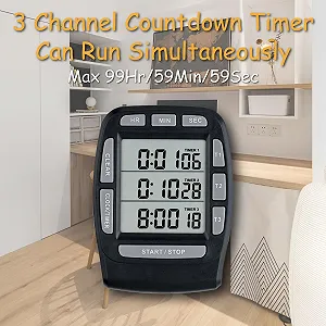 Цифровой таймер Jayron JR-KT001 3-канальный LCD Магнитный с часами и будильником цена на synthetic.ua - Фото 1 Цифровой таймер Jayron JR-KT001 3-канальный LCD Магнитный с часами и будильником synthetic.ua - Фото 1