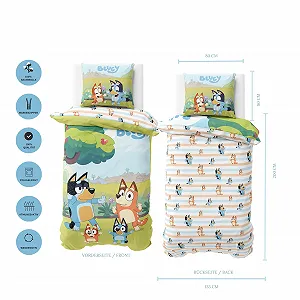Постельное белье MTOnlinehandel Bluey 135 x 200 см Хлопок для девочек и мальчиков Семейный танец synthetic.ua - Фото 1