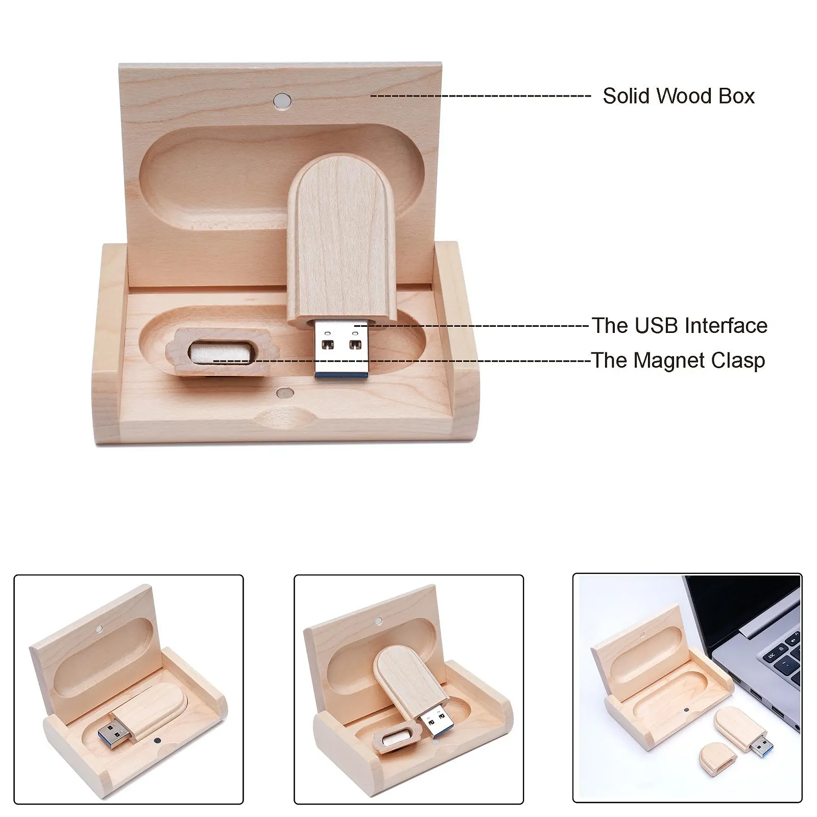 USB-накопичувач Wooden 128 GB USB 3.0 з дерев'яною коробкою Wood, фото №3 USB-накопичувач Wooden 128 GB USB 3.0 з дерев'яною коробкою Wood, фото №3