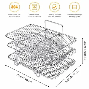 Решетка для фритюрницы Swsdee Three-Layer Stacking Design трехуровневая нержавеющая сталь для Ninja Dual Zone Air Fryer цена на synthetic.ua - Фото 1 Решетка для фритюрницы Swsdee Three-Layer Stacking Design трехуровневая нержавеющая сталь для Ninja Dual Zone Air Fryer synthetic.ua - Фото 1