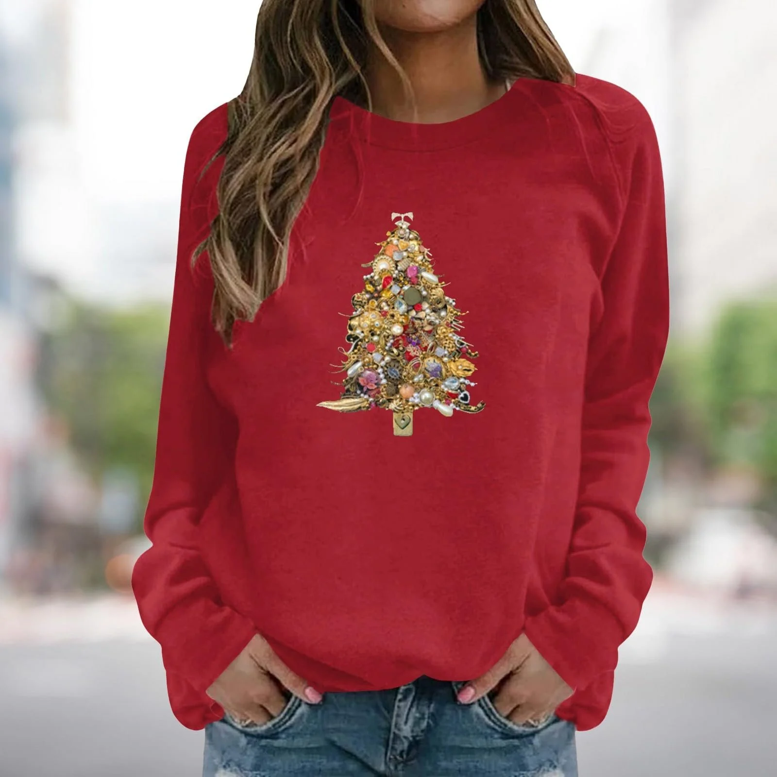 Женская толстовка Nuaoxyeu с принтом рождественской елки, фото №2 Женская толстовка Nuaoxyeu с принтом рождественской елки, фото №2