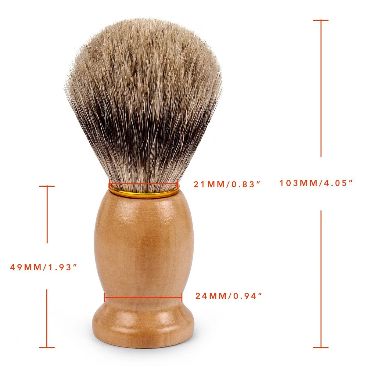 Помазок для гоління QSHAVE 100% ворс борсука дерев'яна основа, фото №5