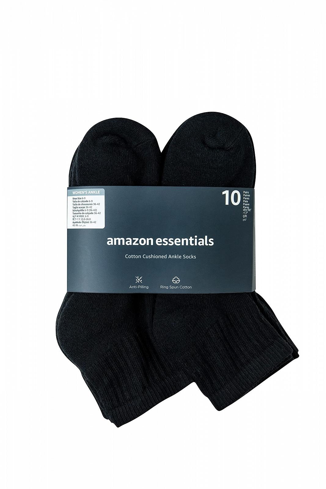Шкарпетки Amazon Essentials Жіночі Легкі Бавовняні з Подушечками, Щиколотки, 10 пар, фото №3