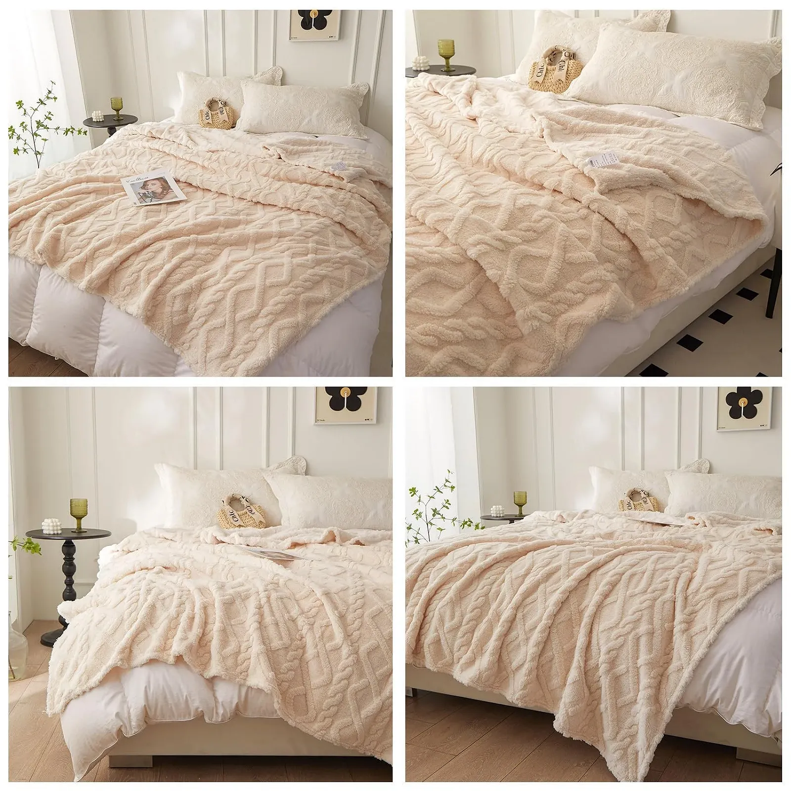 Одеяло Mezzar Cuddly Fluffy, Плюшевое, Флисовое, Фланелевое, для дивана, кровати (Белый, 200 x 230 см), фото №4