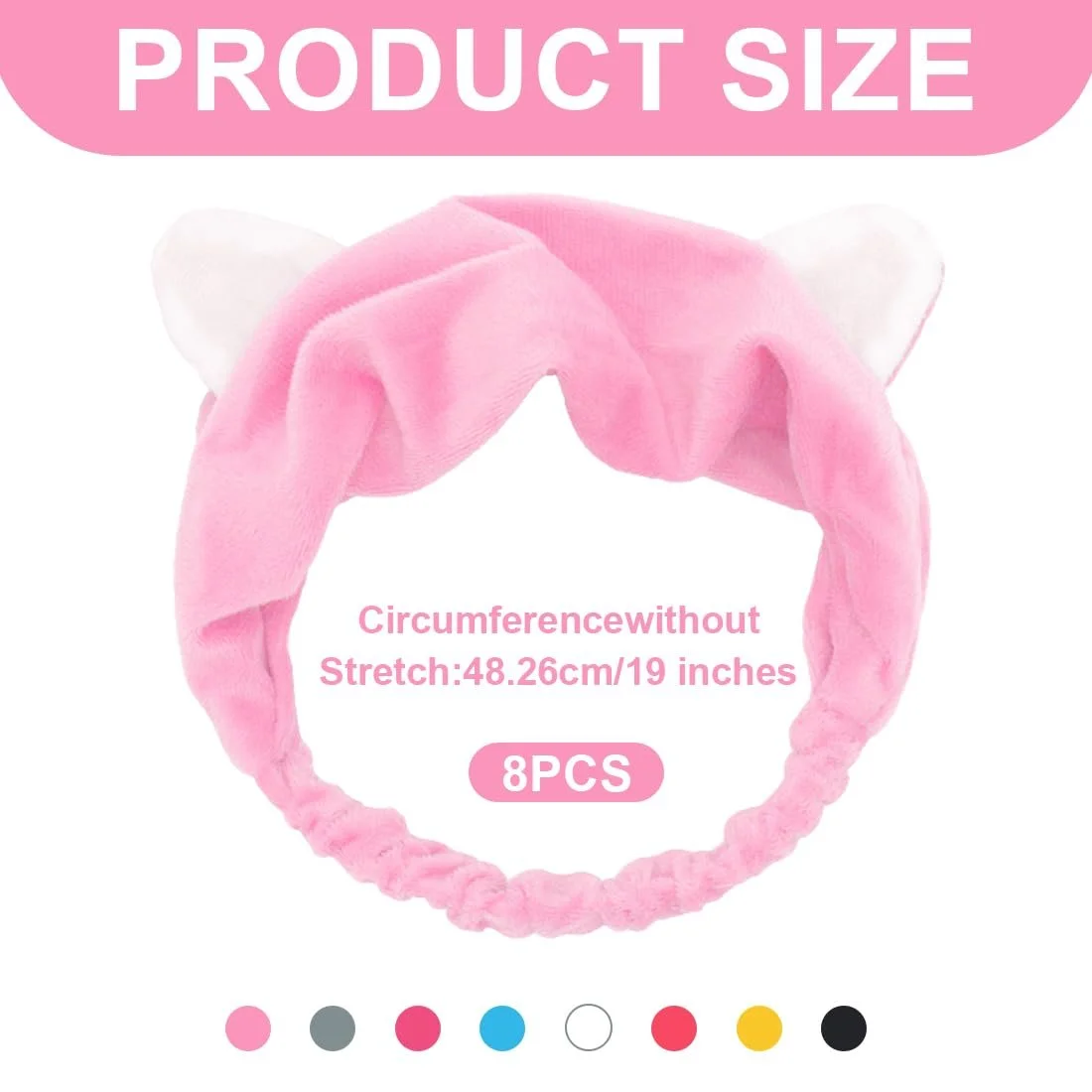 Набір пов'язок для волосся 8 шт Котячі вушка Рожевий, фото №2