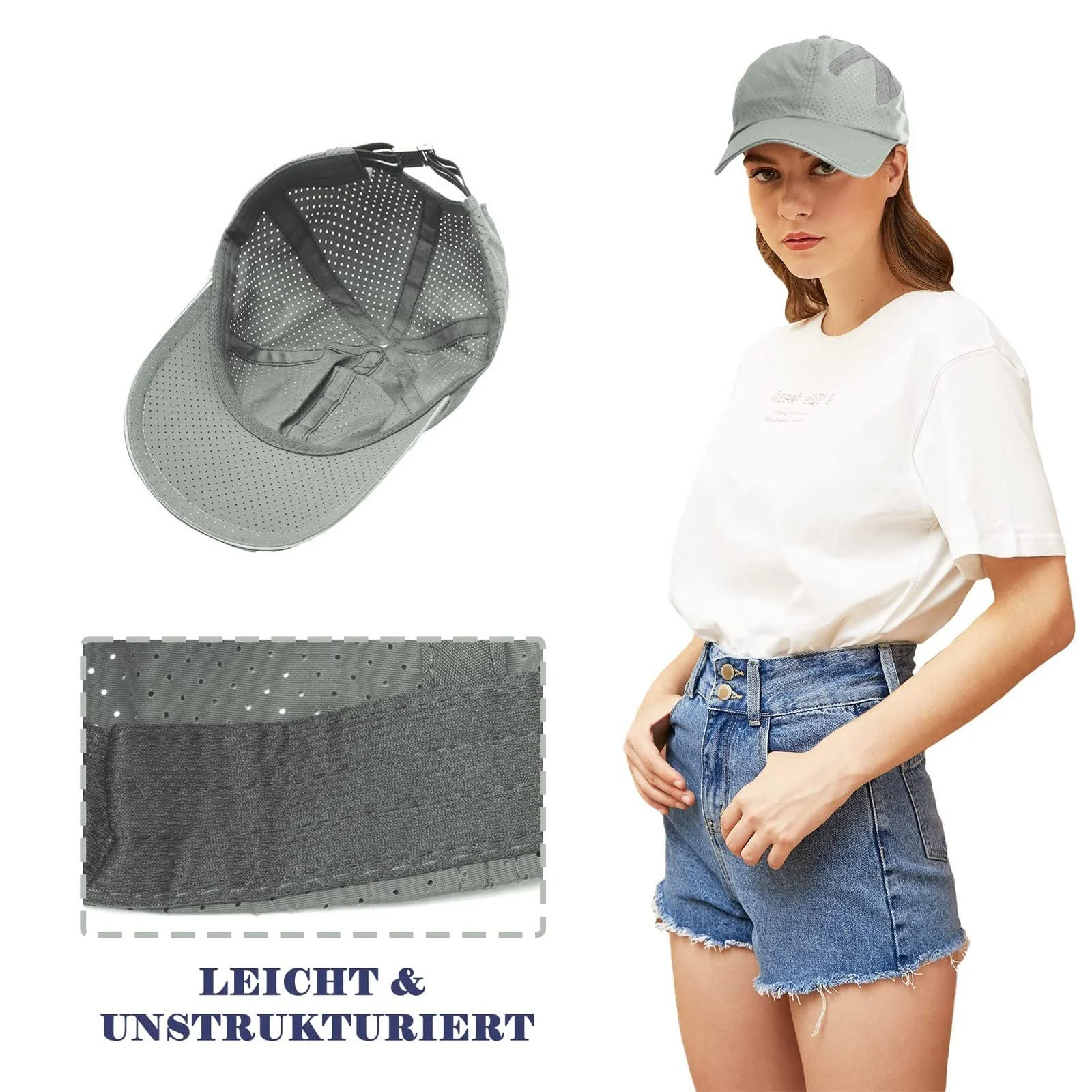 Бейсболка спортивная сетчатая быстросохнущая регулируемая для бега, фото №5