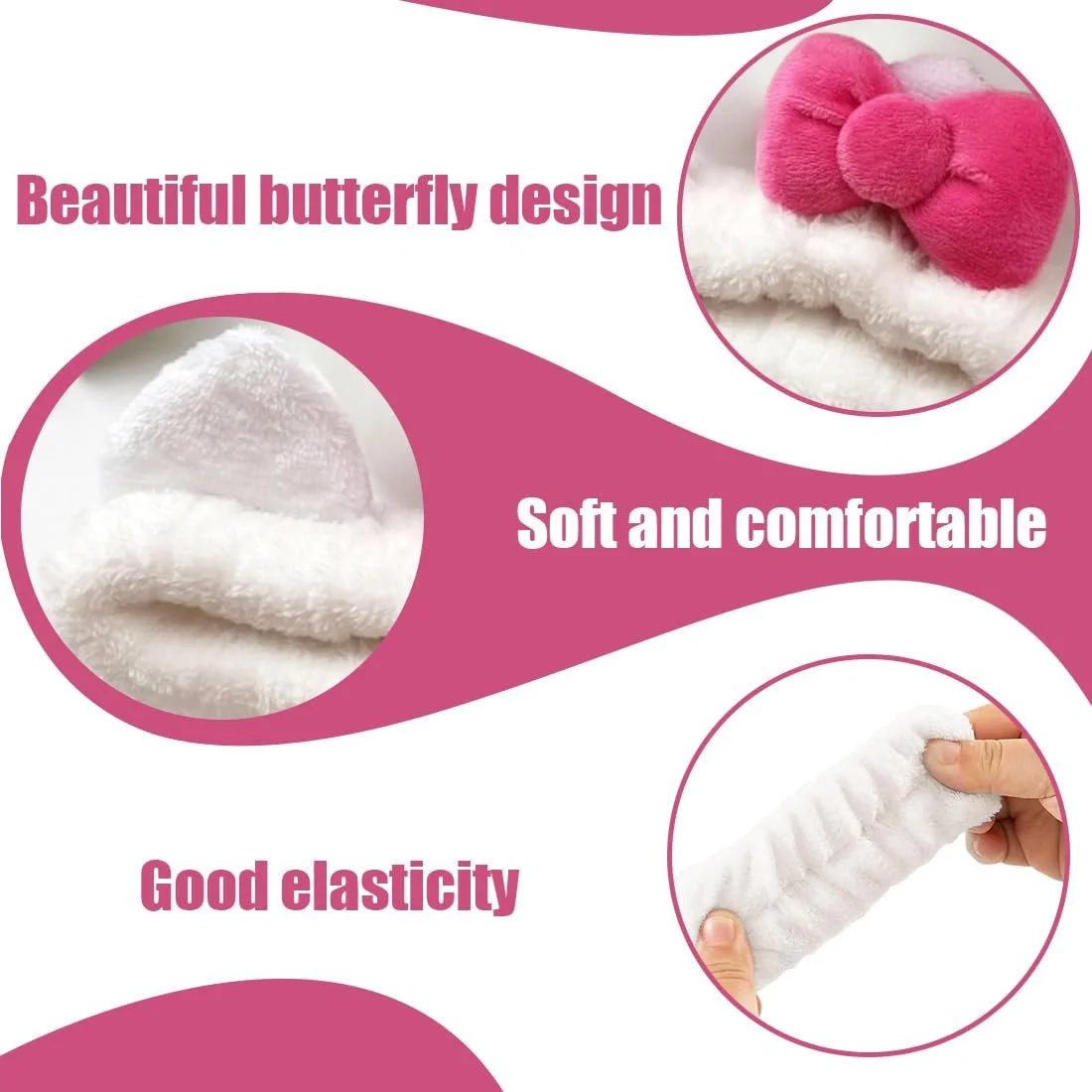 Пов'язка для спа, Еластичні напульсники для вмивання обличчя для жінок, фото №3