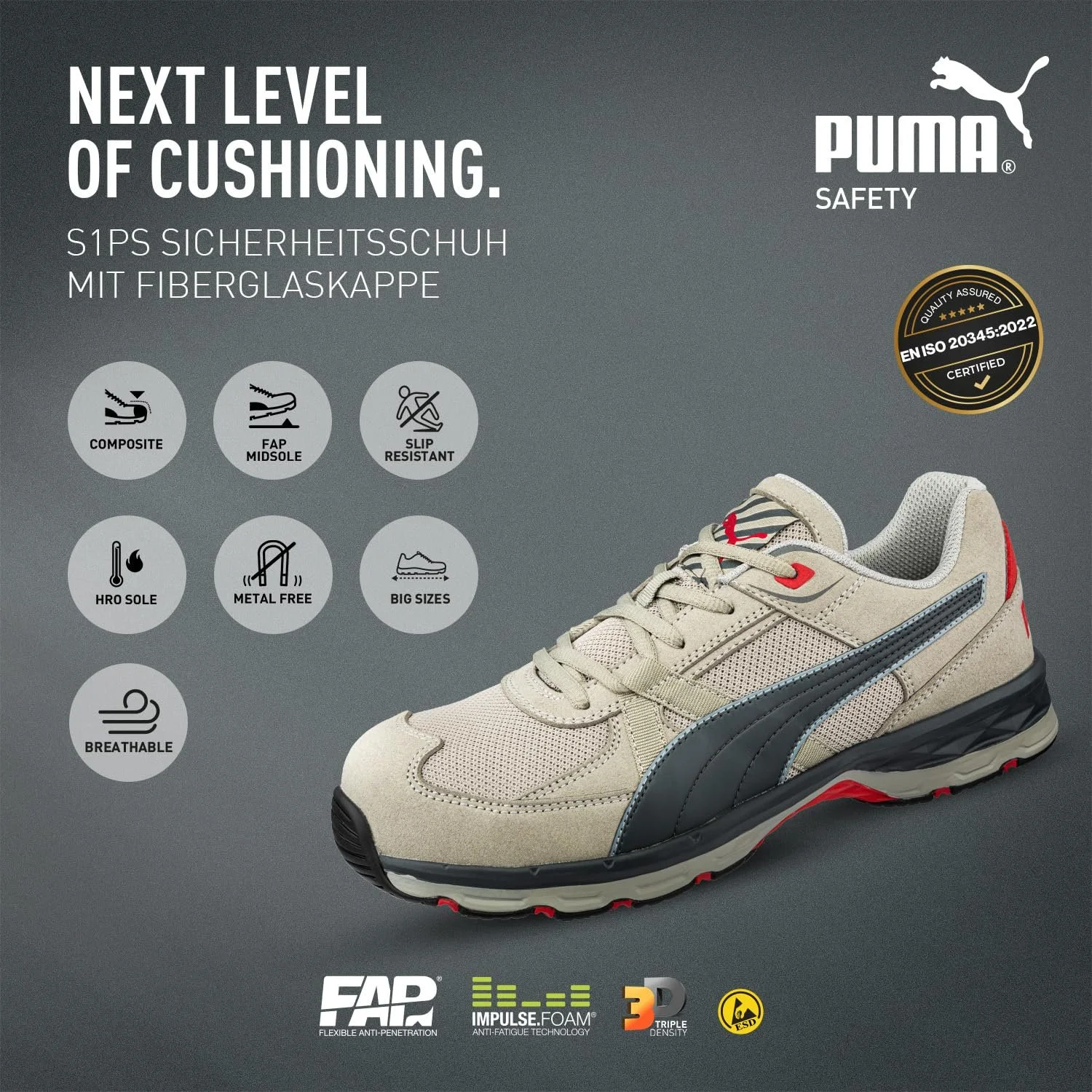 Кросівки PUMA VANTI Low S1PS ESD Захисний Носок Антиковзаючі, фото №3