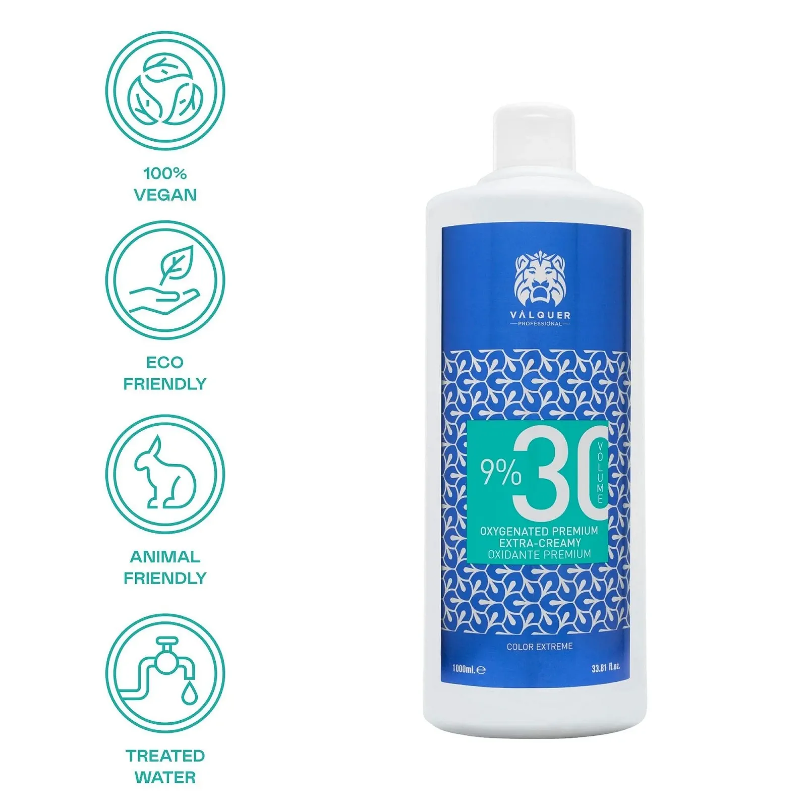 Крем-фарба Valquer Profesional Oxygenated Premium Ultra Creamy 9% (30 vol) для стійкої фарби для волосся - 1000 мл (2 шт. в упаковці), фото №2