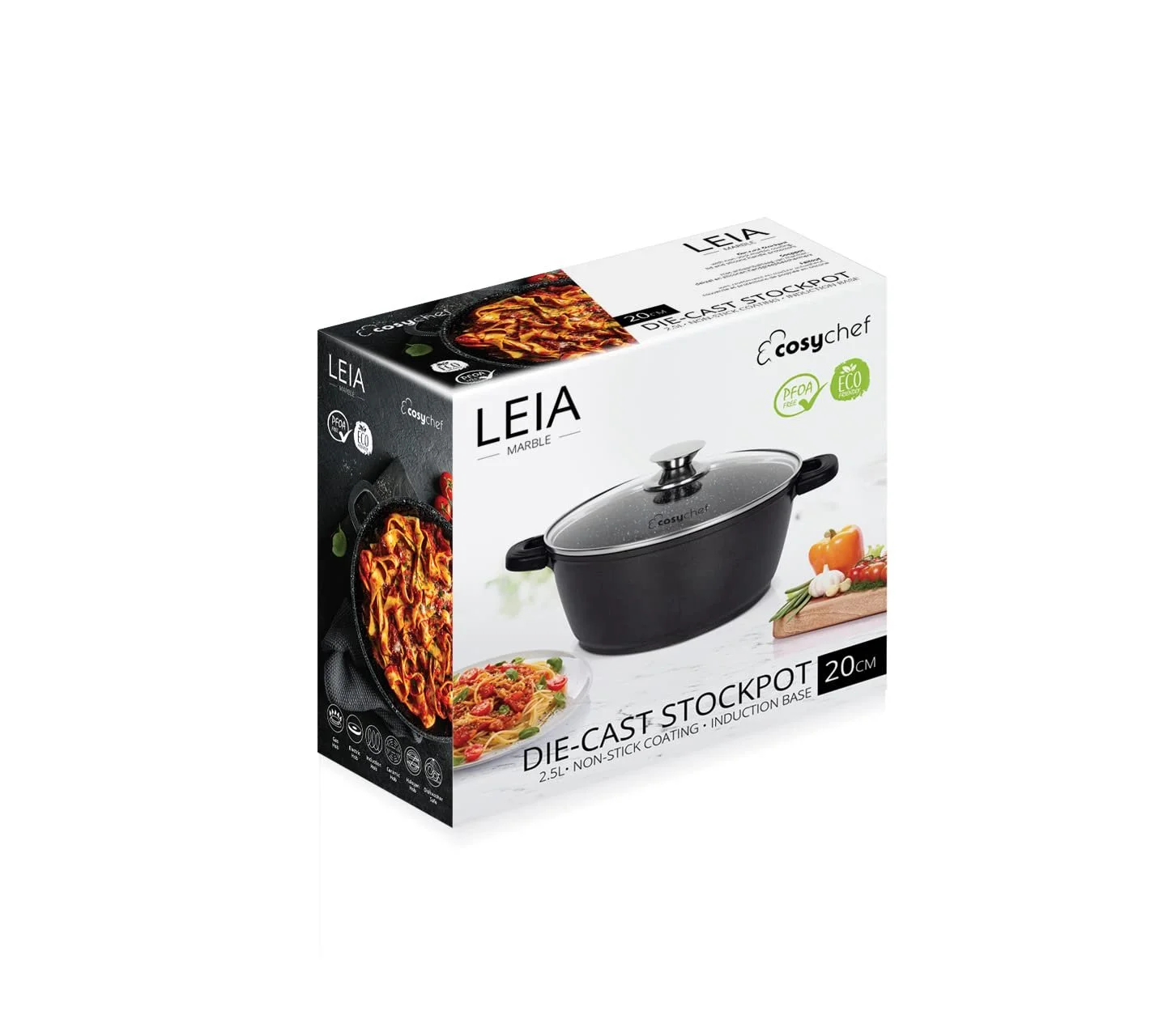 Каструля CosyChef Leia 20 см зі скляною кришкою та антипригарним покриттям, фото №6 Каструля CosyChef Leia 20 см зі скляною кришкою та антипригарним покриттям, фото №6