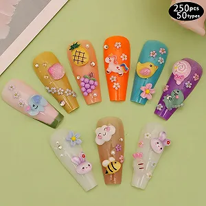 Набор для дизайна ногтей 3D Разные формы и цвета для акриловых ногтей и DIY (№2), 250 шт synthetic.ua - Фото 1