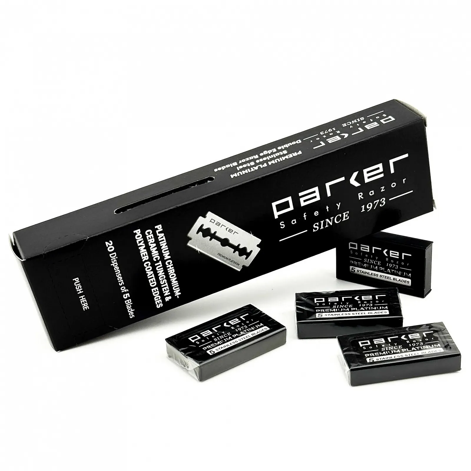 Лезвия для безопасной бритвы Parker Double Edge Platinum Tungsten Chrome 100 шт., фото №1