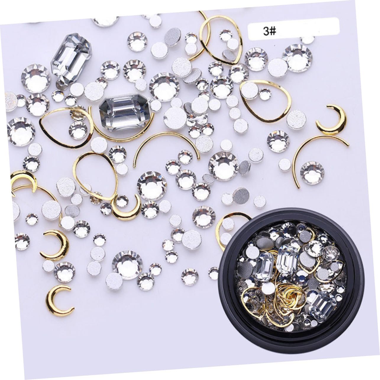 Украшения для ногтей Ipetboom 4 коробки, ювелирные изделия для ногтей, наклейки для ногтей, украшения для ногтей со стразами, заклепки для ногтей, маленькая черная бутылка Dingding, фото №5