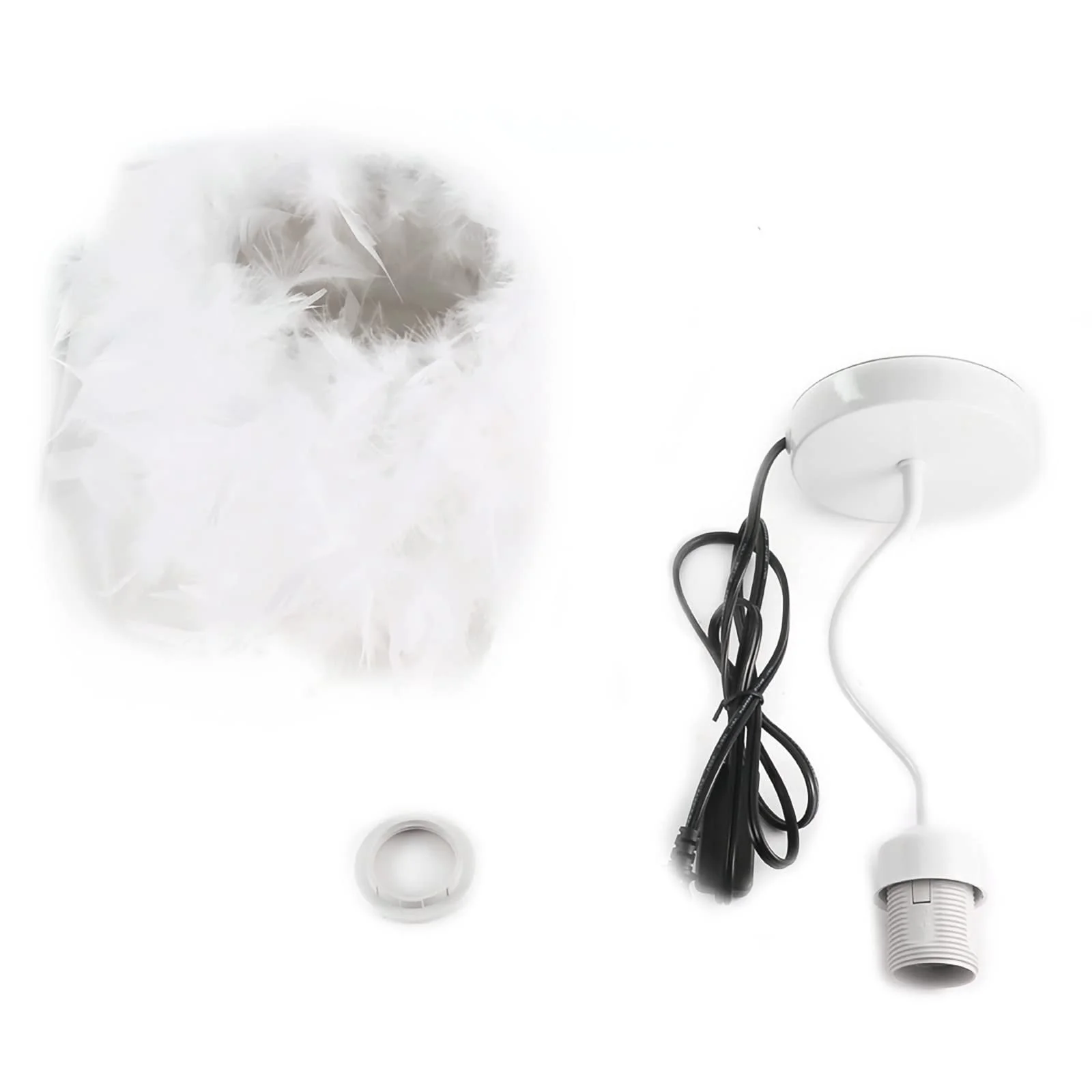 Настільна лампа E27 LED 3000-4000 K пір'яний плафон кришталева підвіска Біла, фото №8