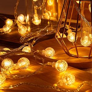 Світлодіодна гірлянда ENLACE Bubble Ball, 2,3 см, теплий білий, 3 метри, живлення від батарейок з функцією миготіння - Фото 1