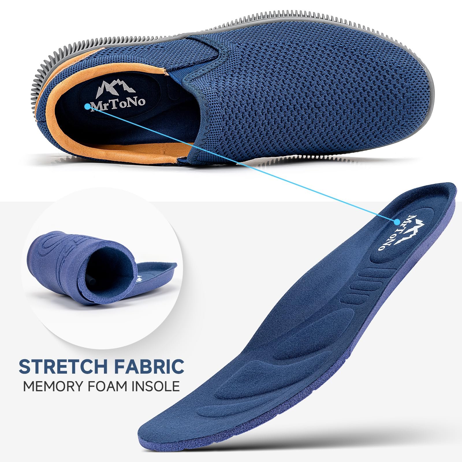 Кроссовки MrToNo Без шнурков Мужские Сетка Дышащие Повседневные Спортивные Легкие Удобные, фото №5