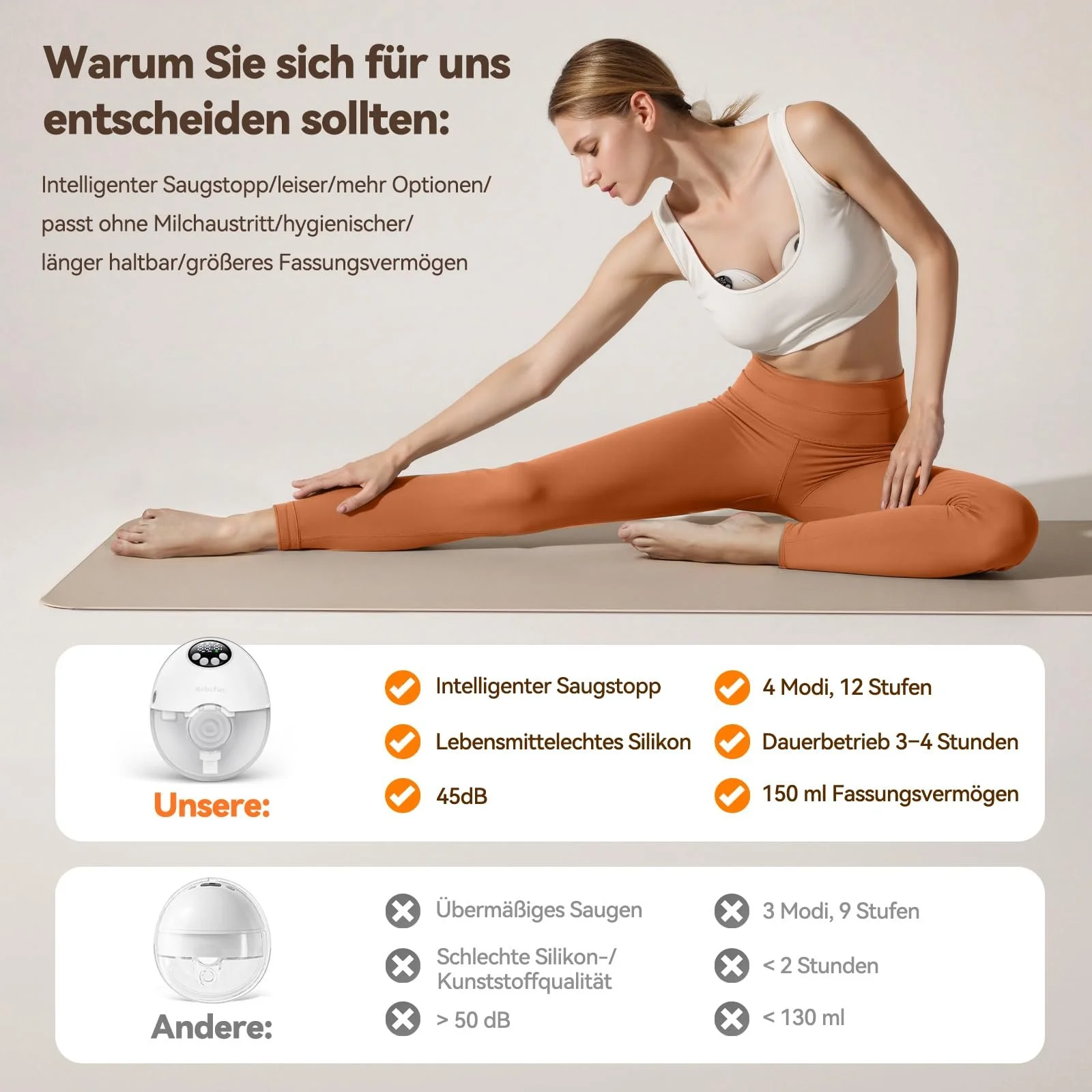 Молокоотсос Robofun электрический, свободные руки, двойной, 4 режима, 12 уровней всасывания, функция защиты от переполнения, с коробкой для хранения, 2 шт., фото №6 Молокоотсос Robofun электрический, свободные руки, двойной, 4 режима, 12 уровней всасывания, функция защиты от переполнения, с коробкой для хранения, 2 шт., фото №6