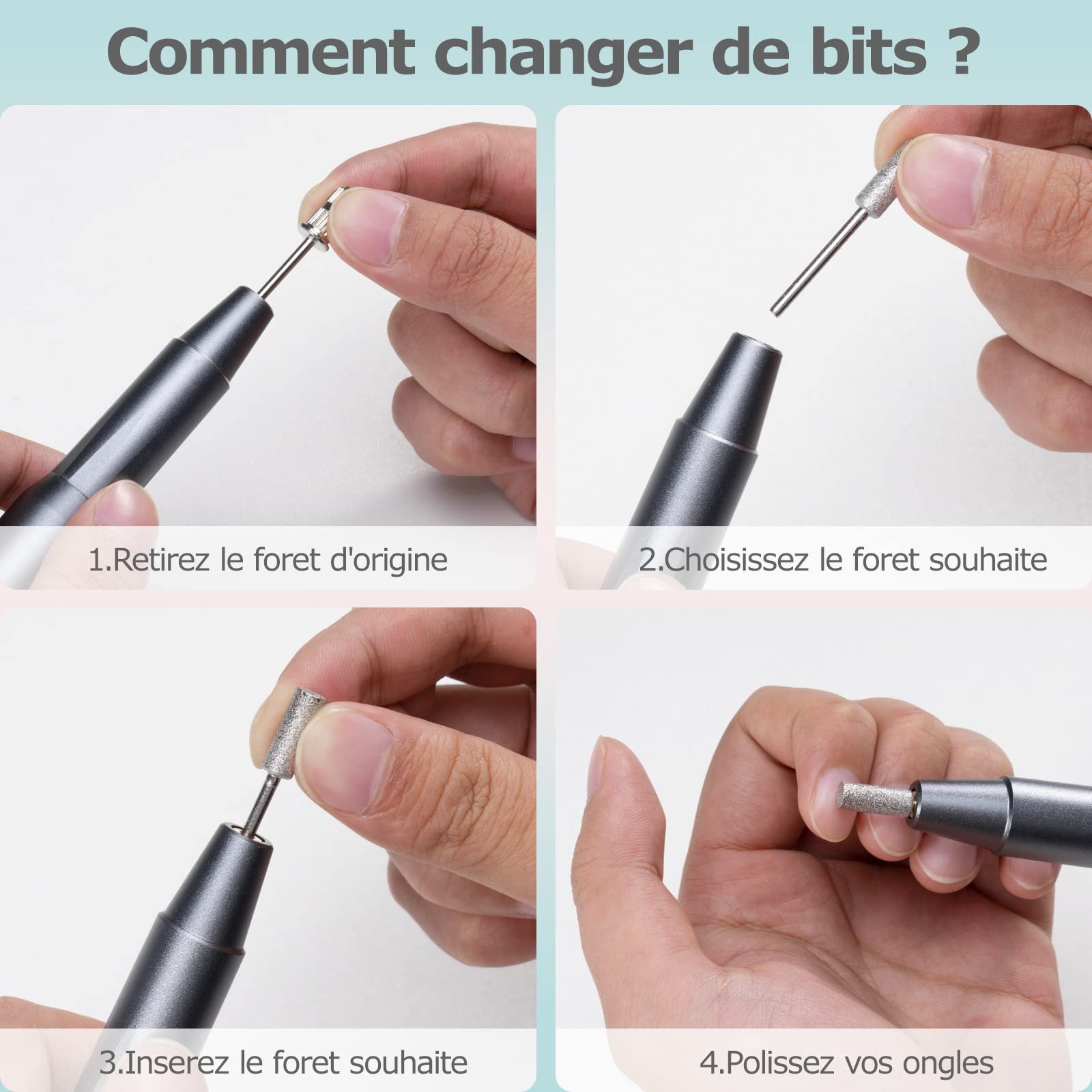 Електричний набір для манікюру та педикюру BillyBath Professional 25000RPM 12 в 1 з регульованою швидкістю, фото №3