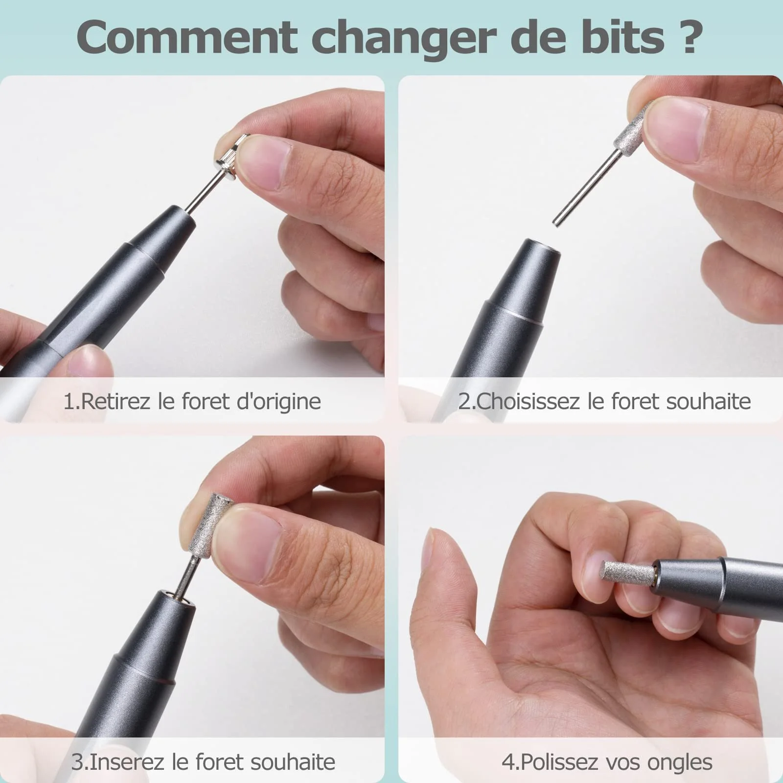 Електричний набір для манікюру та педикюру BillyBath Professional 25000RPM 12 в 1 з регульованою швидкістю, фото №3