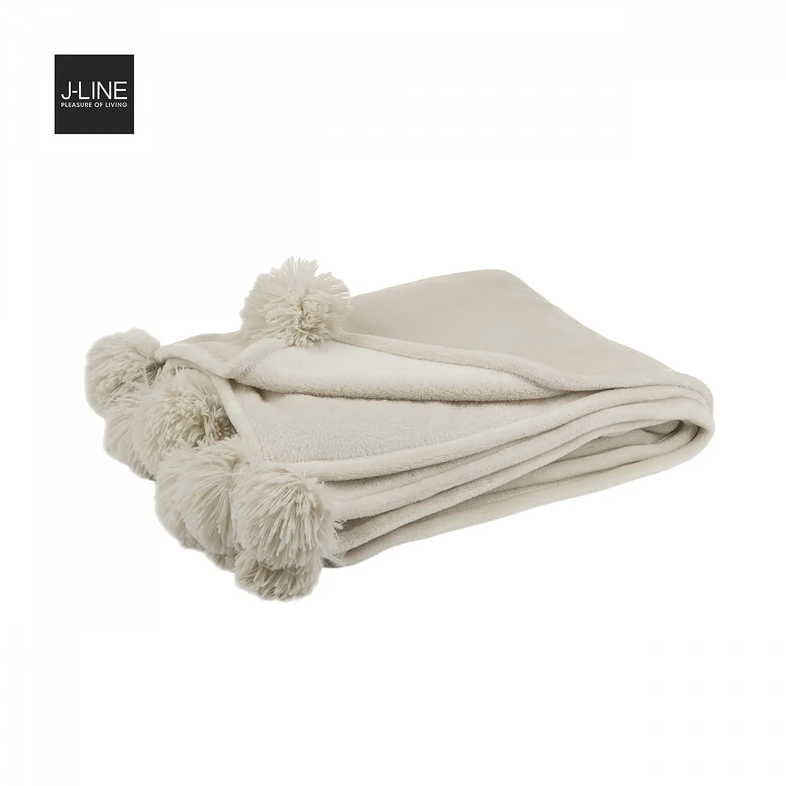 Плед J-Line Cuddly з помпонами 170 x 130 см, бежевий, фото №7