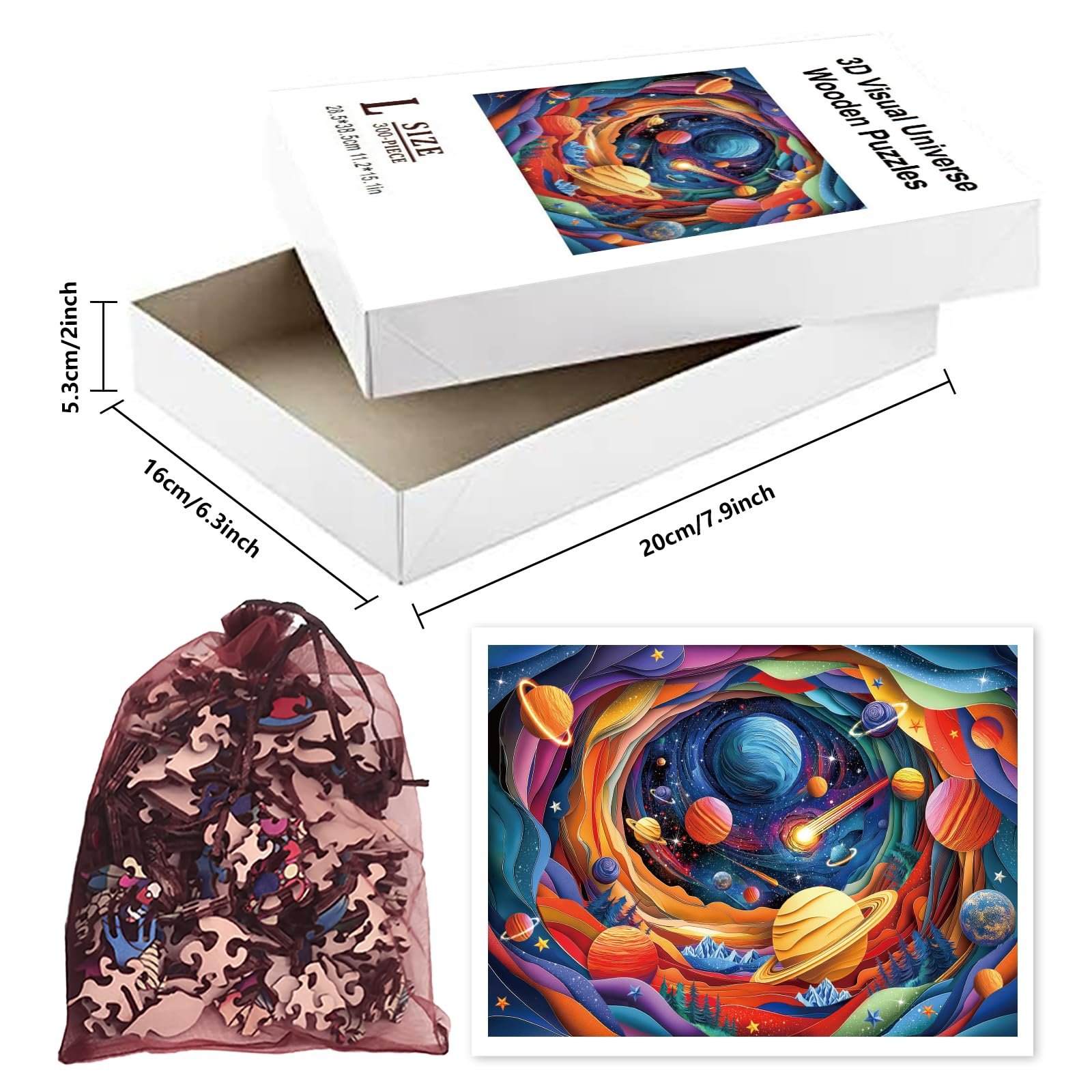 Деревянный пазл GLOBLELAND 3D Universe 300 деталей 285 x 385 x 4 мм, фото №4