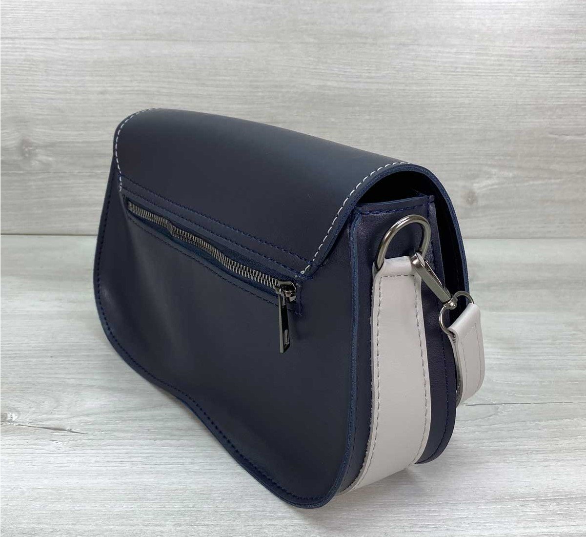 Жіноча сумка синя з коротким і довгим ременем, через плече, фото №4