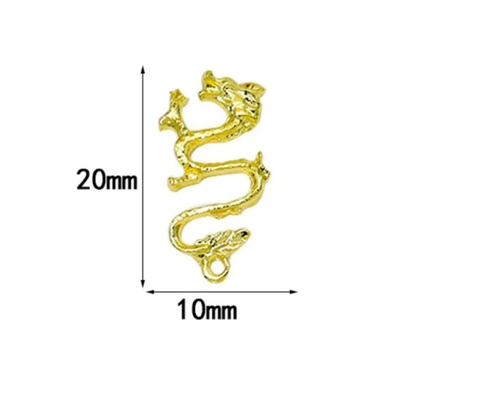 Прикраси для нігтів qbodp, 40 шт, 4 кольори, Китайські підвіски-дракони, 10 мм x 20 мм, фото №6