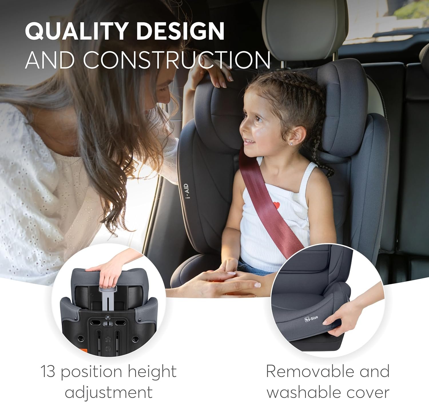 Дитяче автокрісло KikkaBoo i-AID i-Size / 100-150 см / Чорне, фото №7