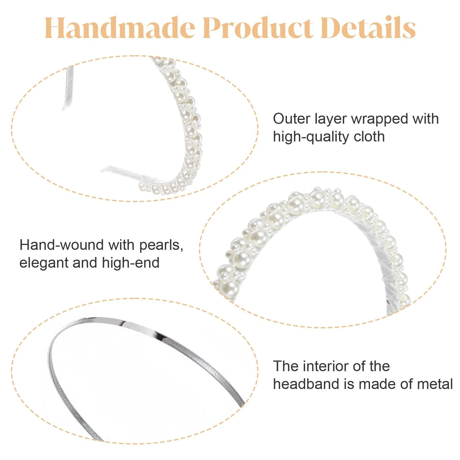 Обруч для волос Женский Жемчужный, фото №3