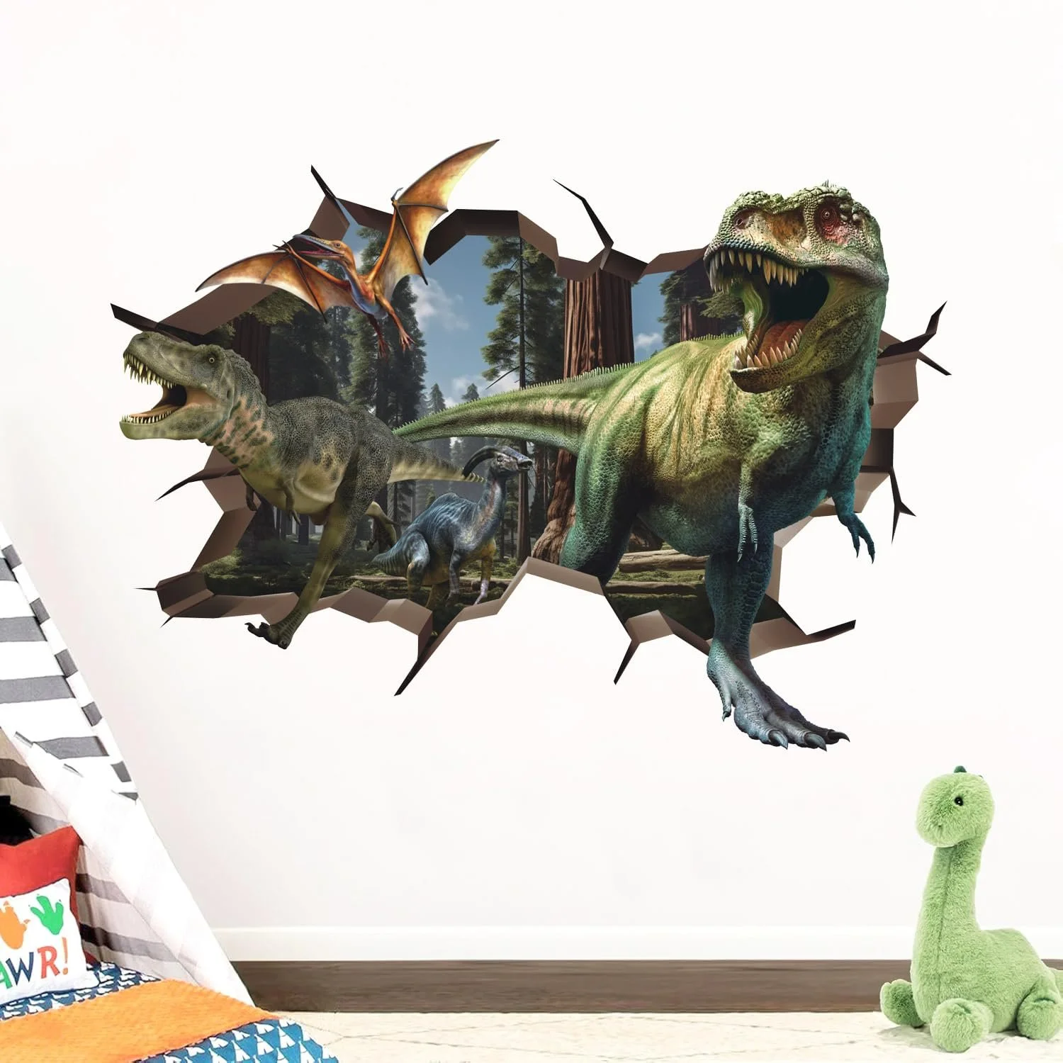 Наклейка на стіну HPNIUB 3D Dinosaur 90 x 60 cm, фото №4