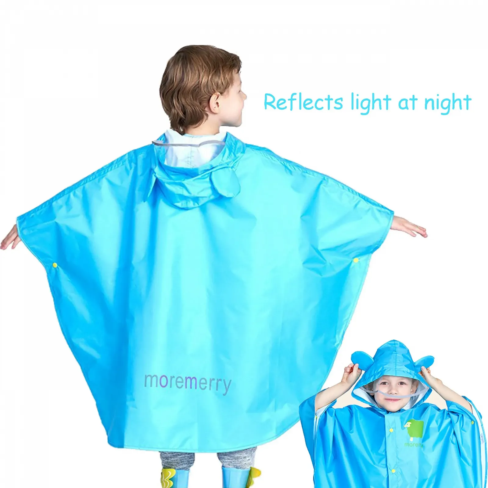 Детское дождевое пончо для мальчиков, 100% непромокаемое, фото №3