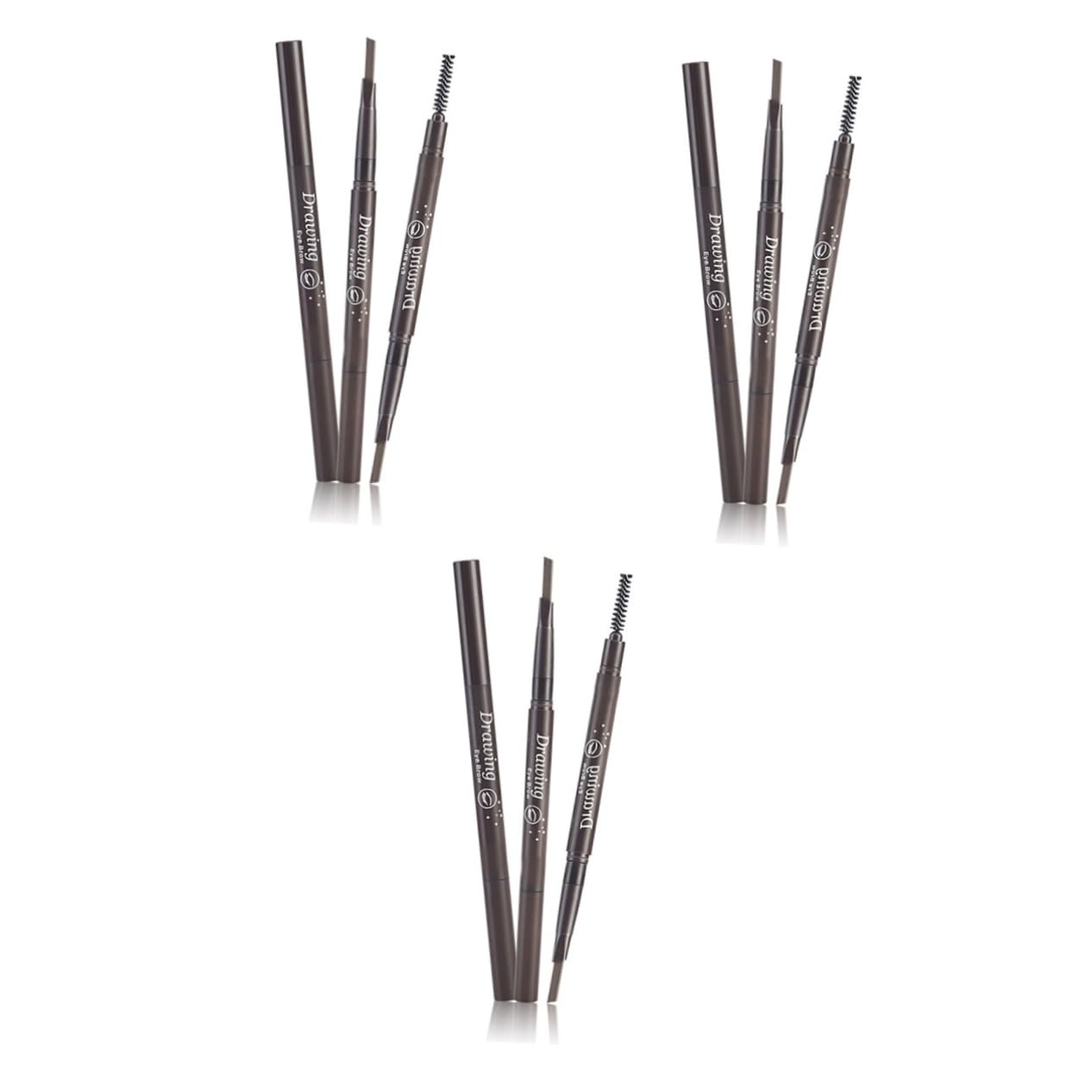 Олівець для брів FRCOLOR Eyebrow Spoolie Brush 3 шт 2 1 Eyebrow Pencils Filler Microblading Pen Makeup Coffee Waterproof Ротуючий стрижень, фото №1