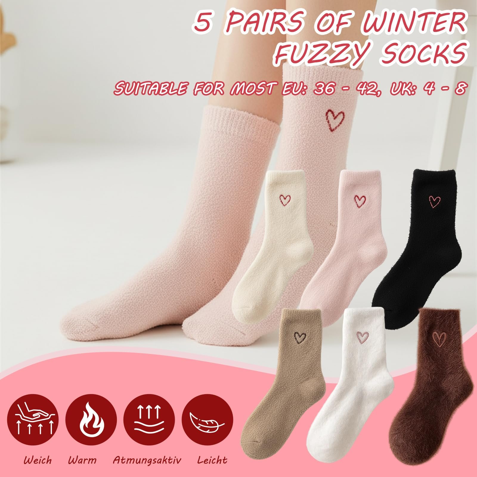 6 пар Жіночих Теплих Шкарпеток Розміри 36-42, фото №2