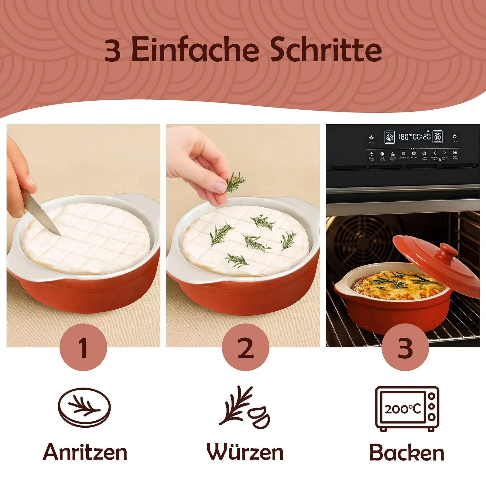 Каструля Muldale Camembert Casserole Dish для сиру камамбер та брі, з кришкою, фото №3