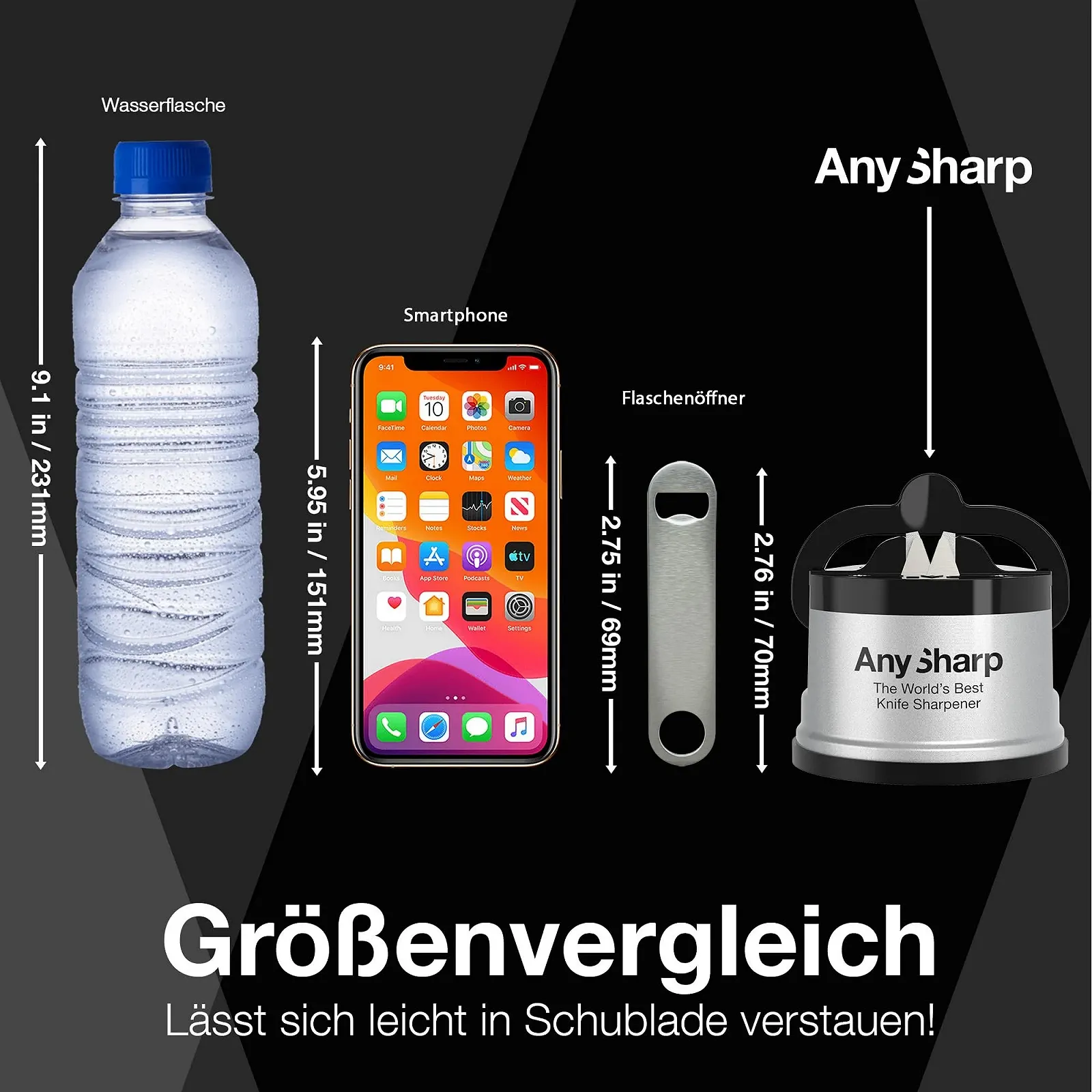 Точилка для ножей AnySharp PowerGrip Compact Серебристая, фото №6