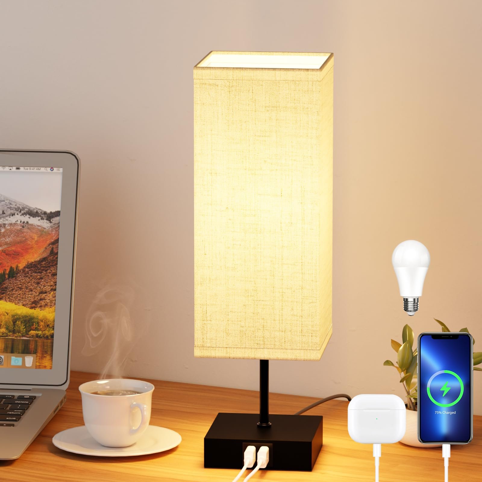 Настільна лампа Сенсорна Димована USB E27 6 Вт 3 колірні температури, фото №1