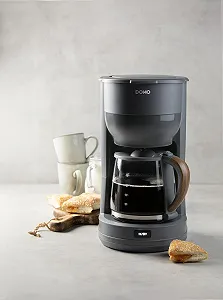 Капельная кофеварка DOMO Wood You Series DO754K 1,25 л 10 чашек Матовый серый с отделкой под дерево synthetic.ua - Фото 1