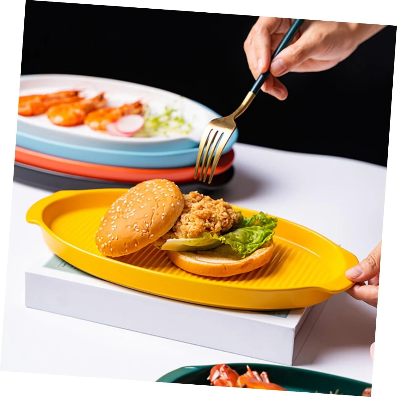 Форма для запікання керамічна овальна з двома ручками термостійка жовта малий формат, фото №8