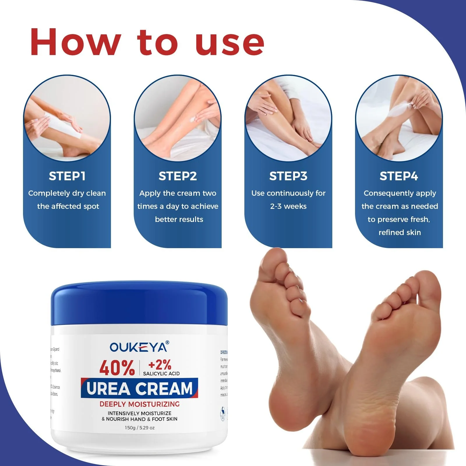 Крем для ног и рук OUKEYA Formula Urea Cream 40% Plus Salicylic Acid 2% увлажняющий и восстанавливающий, фото №9