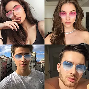 Солнцезащитные Очки Zythrem В Форме Сердца, Винтажные, Золотая Оправа synthetic.ua - Фото 1