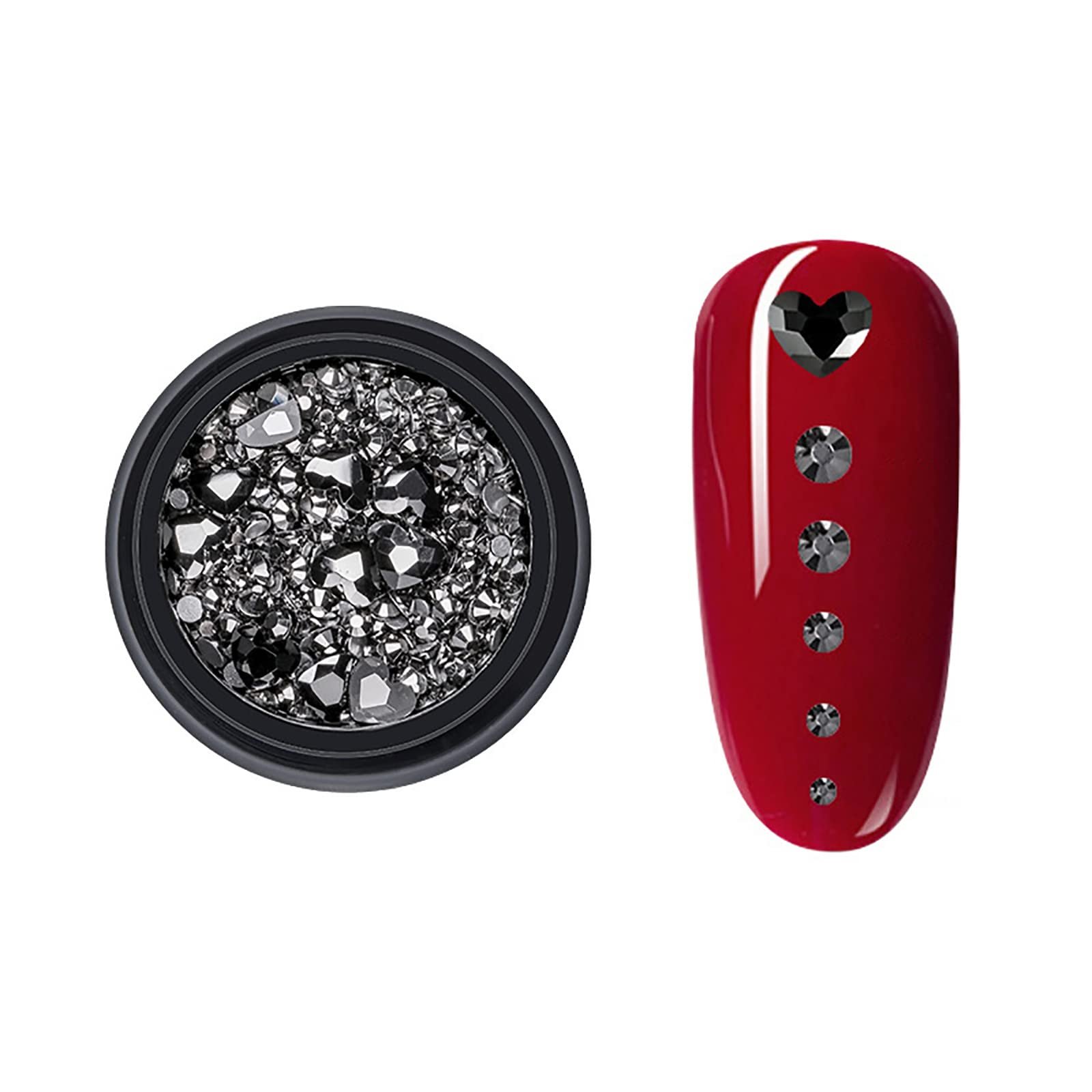 Стразы для дизайна ногтей DIY Плоские с коробкой для хранения Форма сердца, фото №1