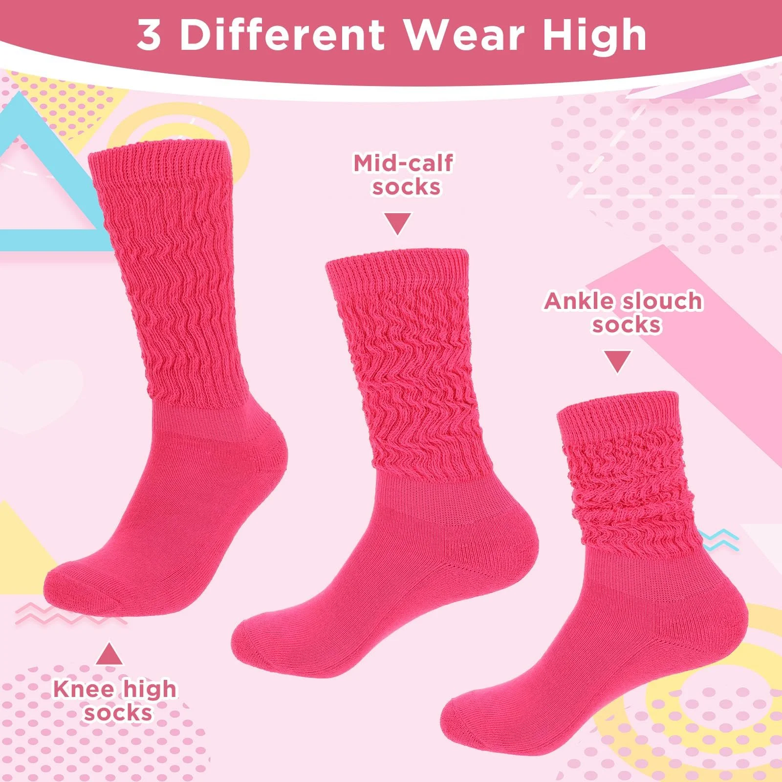 Пара неонових шкарпеток, подовжені вільні шкарпетки, фото №5