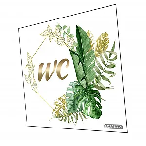 Наклейка на двері туалету OUNONA з рослинним мотивом зелена знімна - Фото 1