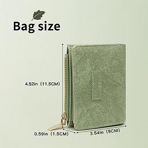 Кошелек MultiValue Женский в стиле Ренессанс Маленький толстый однотонный дорожный кошелек Кожаный мини-кошелек для хранения карт и монет Зеленый synthetic.ua - Фото 1
