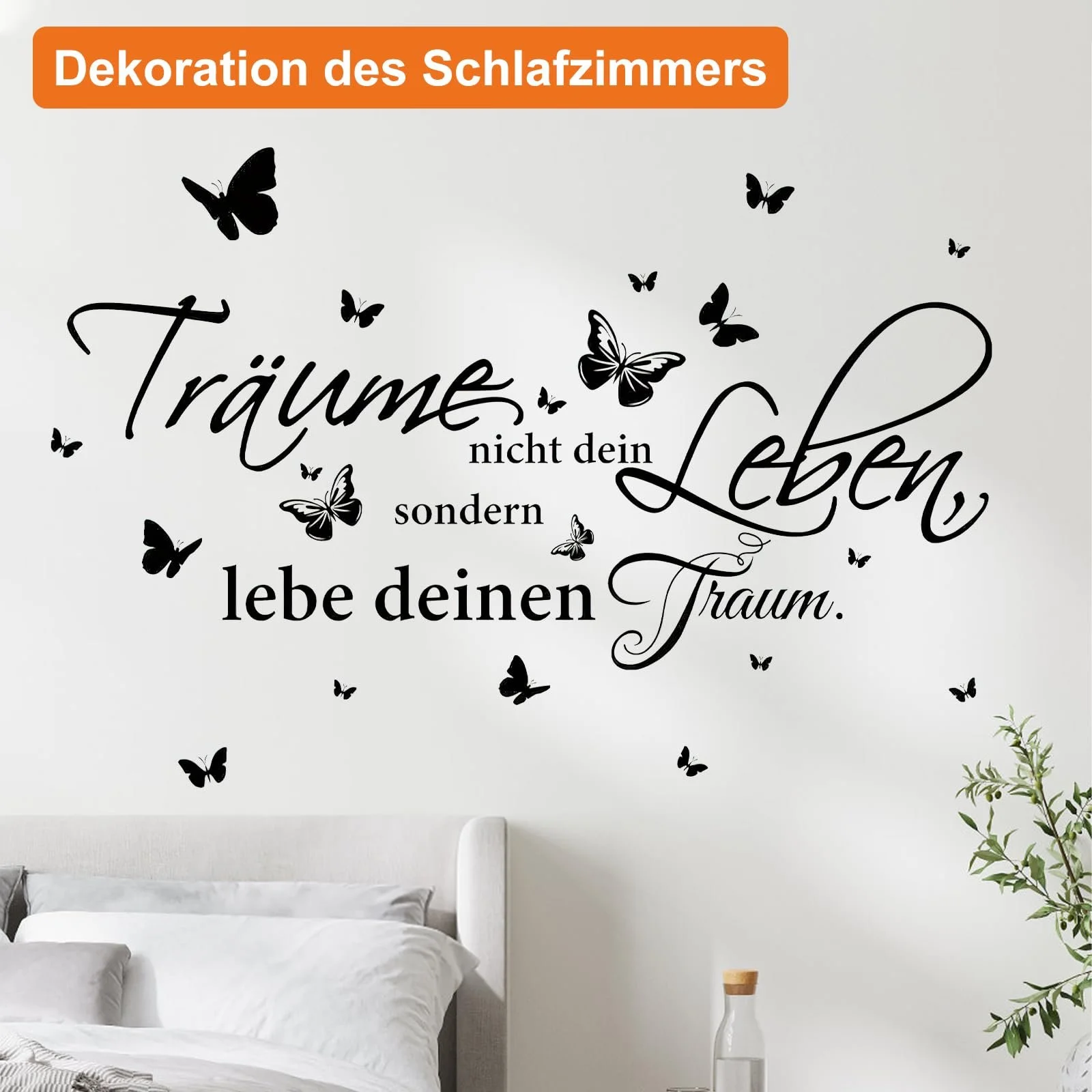 Настінна наклейка Фрази та метелики Чорний, фото №3 Настінна наклейка Фрази та метелики Чорний, фото №3