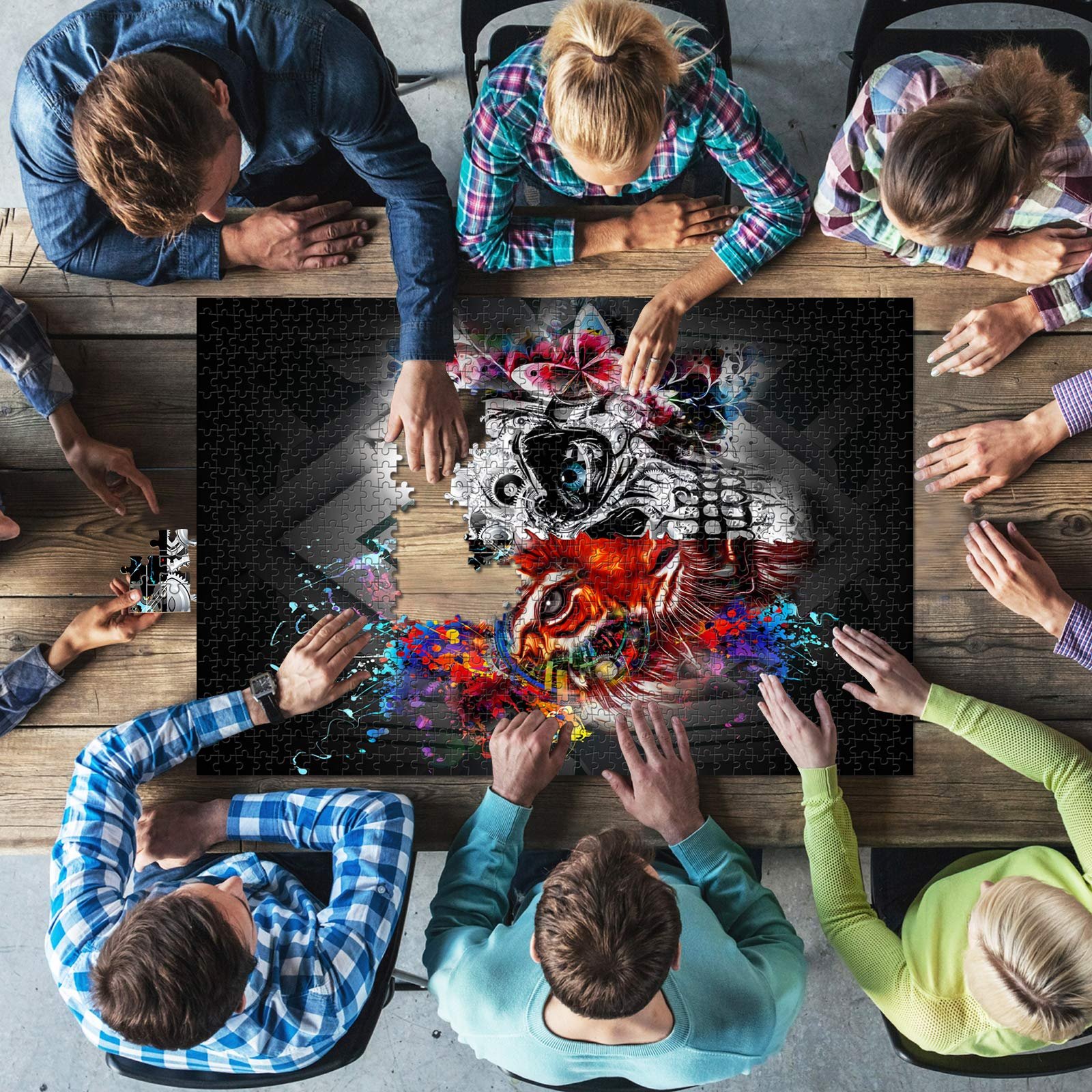 Пазл Tiger Skull DIY деревянный 1000 элементов 75 x 50 см, фото №6